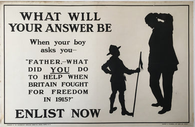 What will your answer be Original British First War Recruitment Poster - 1915