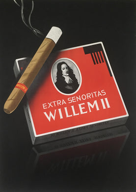 Willem II Extra Senoritas, Mid-Century Art Deco Cigar Advertising Poster