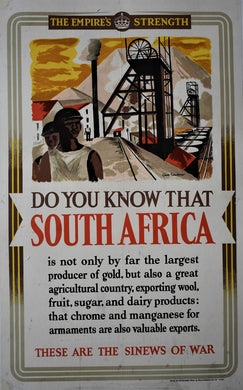 World War Two “The Empire’s Strength” South Africa “Sinews of War” Poster