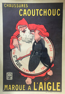 ca1900 Original French Shoe Advertising Lithograph Poster featuring Father Time.