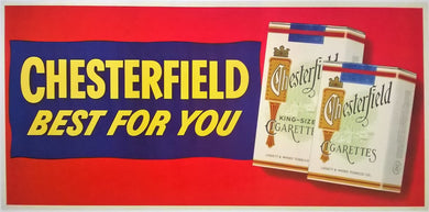 ca1960s Large Heavy Card Stock - Point of Purchase Chesterfield Cigarette Poster
